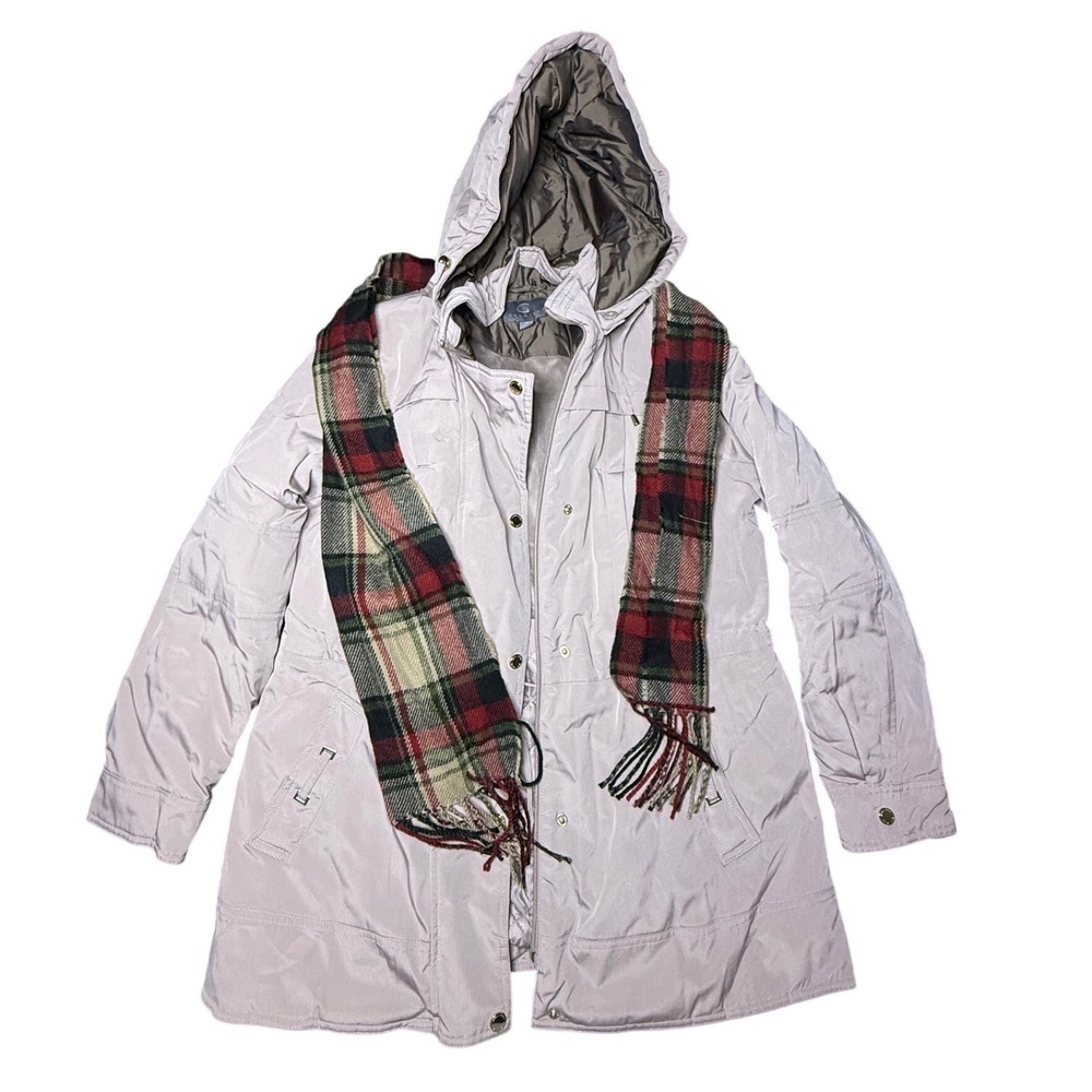 Gallery New York Women Pebble Hooded Jacket with Scarf 813675MJC Medium New‎